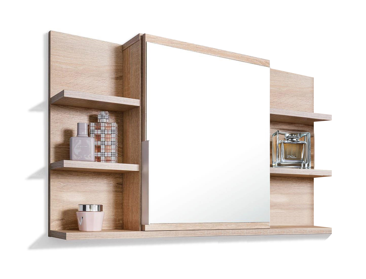 Szafka łazienkowa z lustrem i półkami 80x50 cm - dąb sonoma