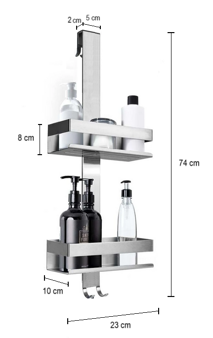 Organizer prysznicowy wiszący z 2 półkami Better Home stal nierdz. Premium