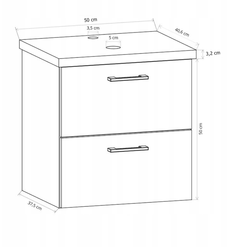 Szafka łazienkowa pod umywalkę podwieszana