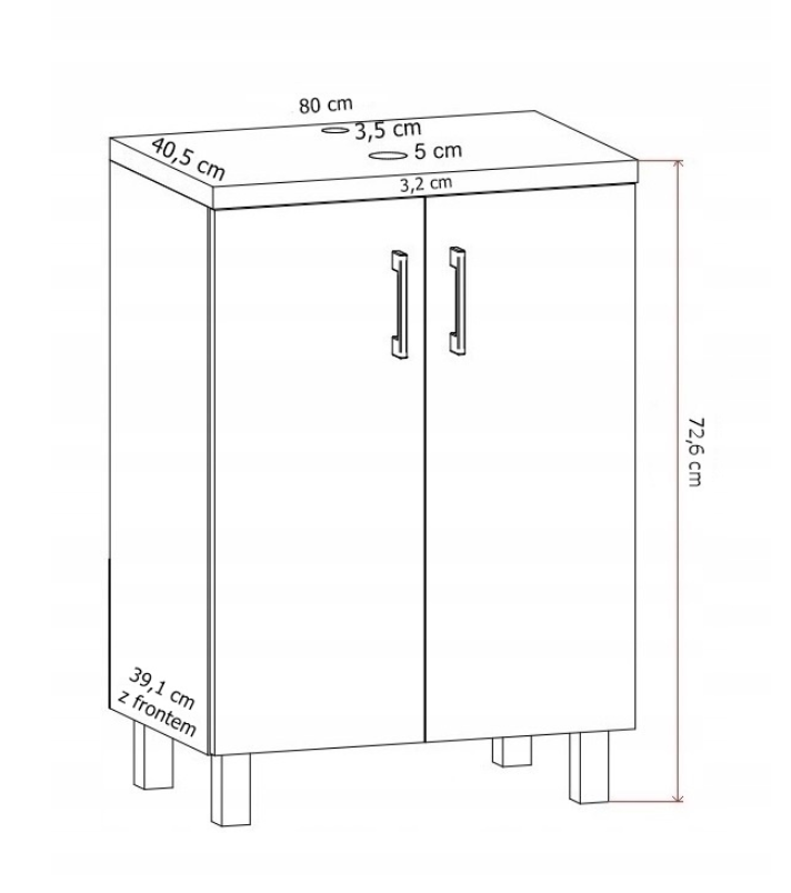 Szafka łazienkowa pod umywalkę stojąca Ravio 80 cm czarna + dąb craft złoty