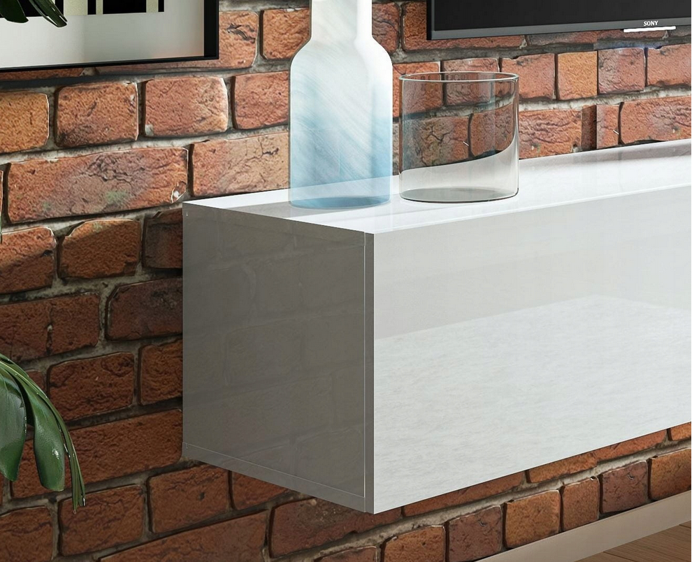 Nowoczesna Szafka RTV - biał wysoki połysk 270 cm