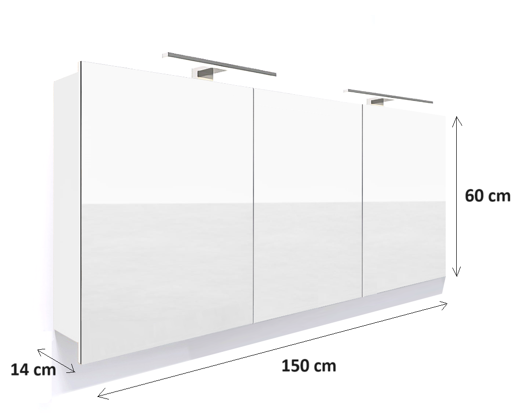 Szafka łazienkowa z lustrem i oświetleniem LED 150 cm biały mat