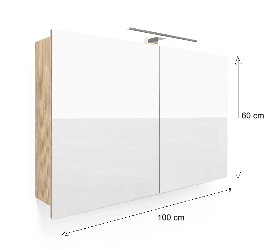 Szafka łazienkowa z lustrem i oświetleniem LED modułowa 100 cm - dąb sonoma