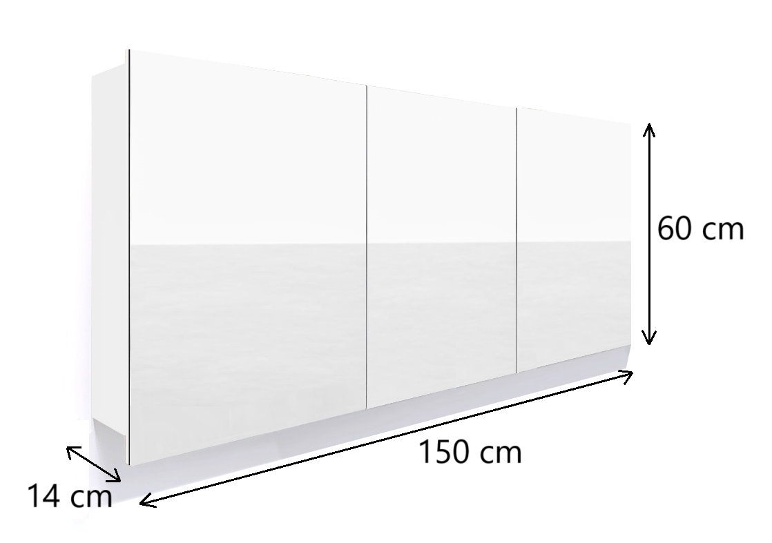 Szafka łazienkowa z lustrem 150 cm biały mat