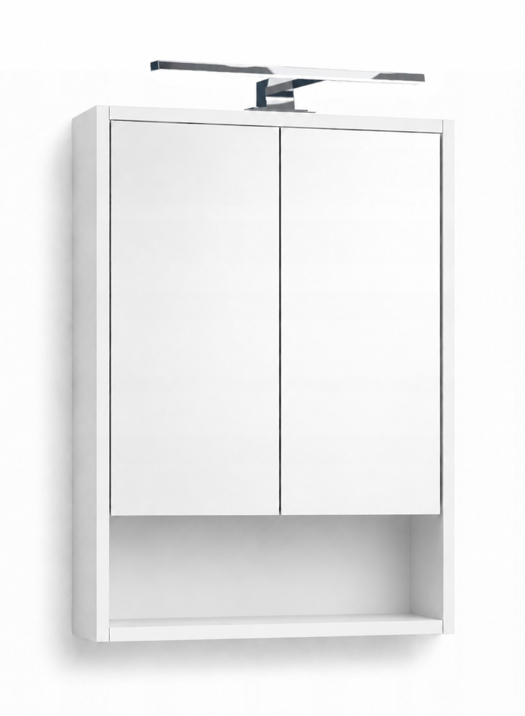 Szafka Łazienkowa Lustrzana Wisząca z Lustrem Biała mat 50x70 cm Lampka LED