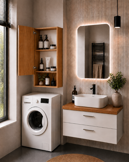 Szafka Łazienkowa Wisząca Better Home 98x40x25 cm Dąb Craft Złoty z Półką
