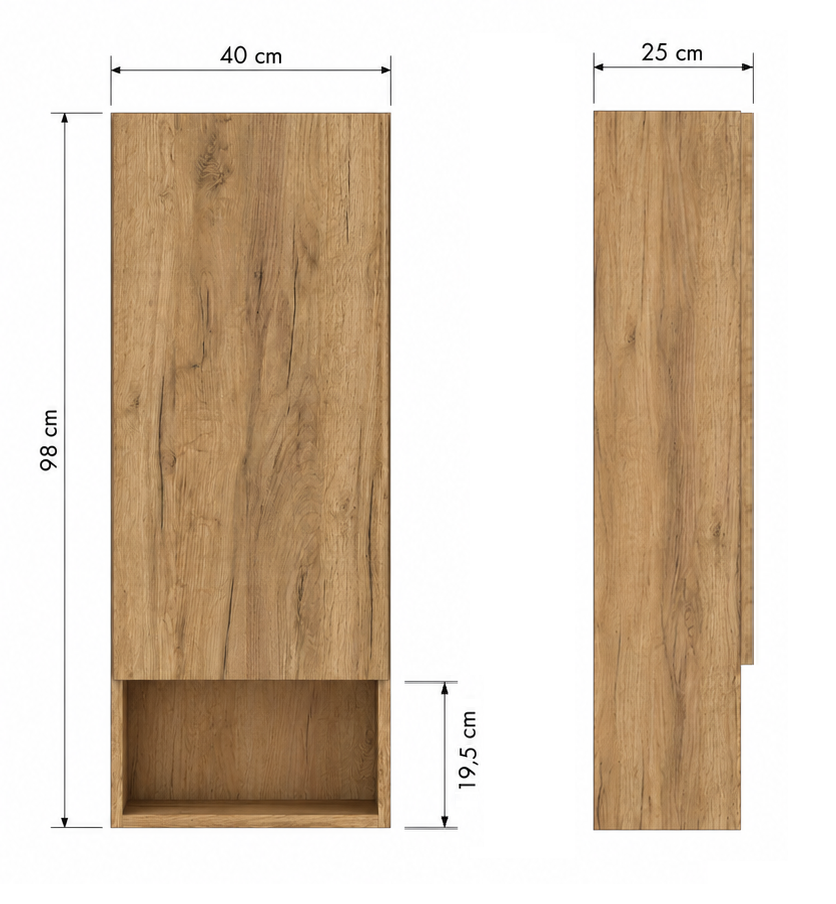 Szafka Łazienkowa Wisząca Better Home 98x40x25 cm Dąb Craft Złoty z Półką