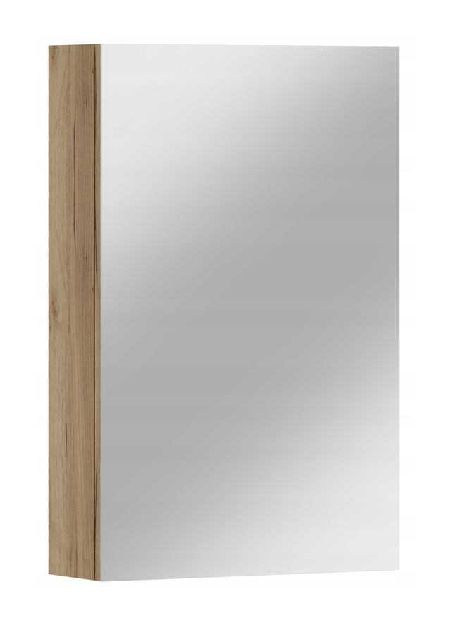 Szafka łazienkowa wisząca z lustrem 50 cm dąb craft złoty