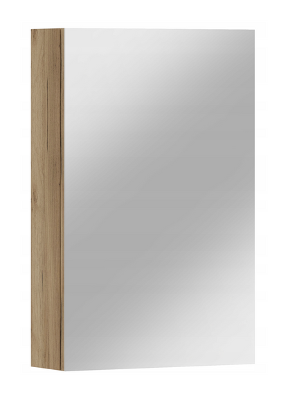 Szafka łazienkowa wisząca z lustrem 50 cm dąb craft złoty