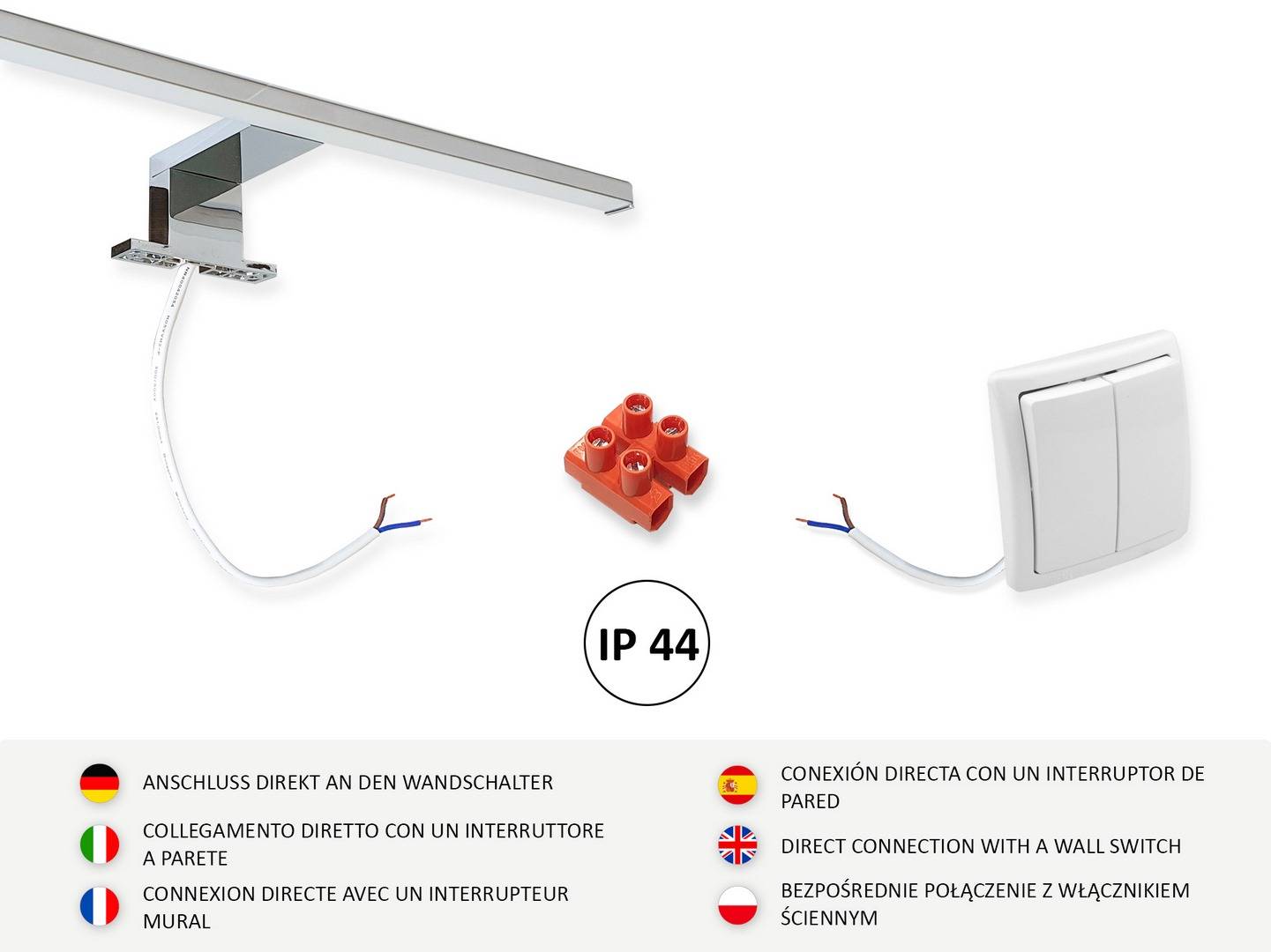 Lustro łazienkowe ścienne prostokątne 80x50 cm  z oświetleniem LED białe