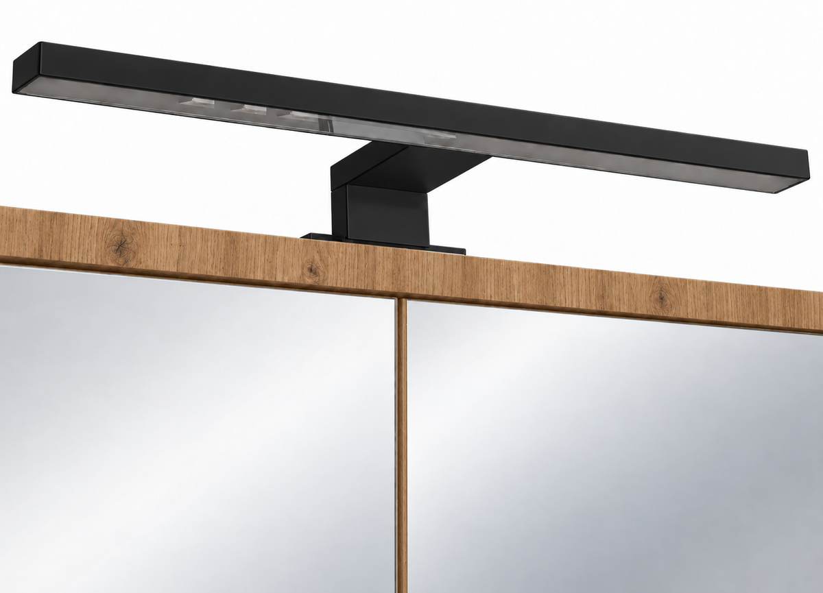 Szafka Łazienkowa Lustrzana Wisząca z Lustrem Dąb Odwieczny 50x70 cm Lampka LED