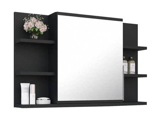 Szafka łazienkowa z lustrem i półkami 80x50 cm - czarna