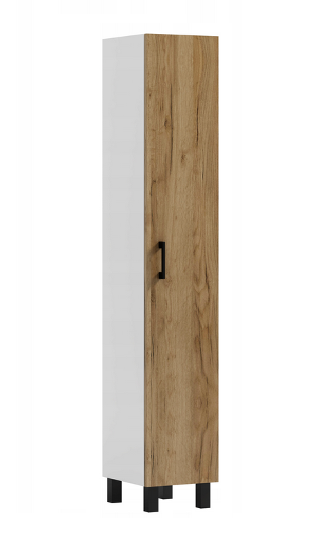 Słupek łazienkowy stojący 170 cm biały mat + dąb craft złoty
