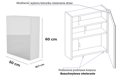 Szafka łazienkowa z lustrem Better Home, 50 x 60 x 18,7 cm Biała