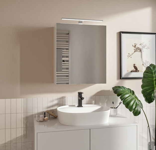 Szafka łazienkowa z lustrem Better Home, 50 x 60 x 18,7 cm, Oświetlenie LED, Biała