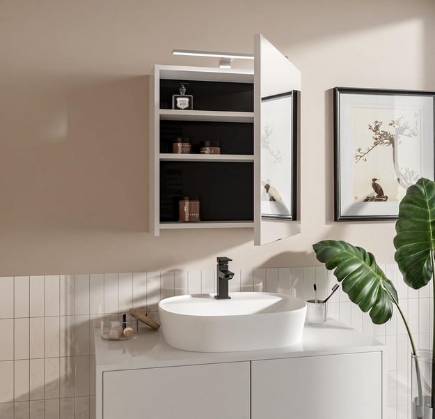 Szafka łazienkowa z lustrem Better Home, 50 x 60 x 18,7 cm, Oświetlenie LED, Biała