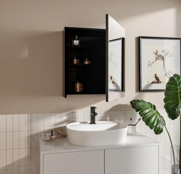 Szafka łazienkowa z lustrem Better Home, 50 x 60 x 18,7 cm, Czarna