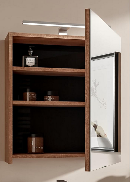 Szafka łazienkowa z lustrem Better Home, 50 x 60 x 18,7 cm, Oświetlenie LED, Dąb sonoma