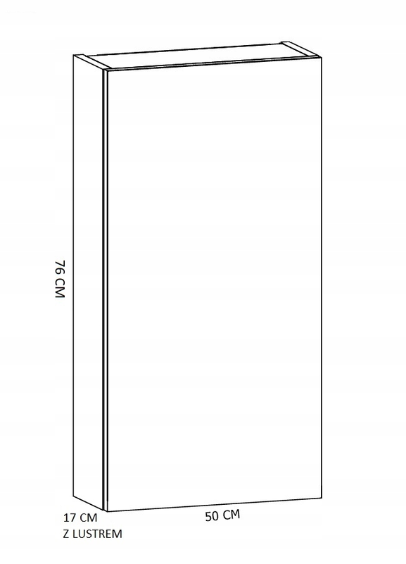 Szafka łazienkowa wisząca z lustrem 50 cm dąb craft złoty