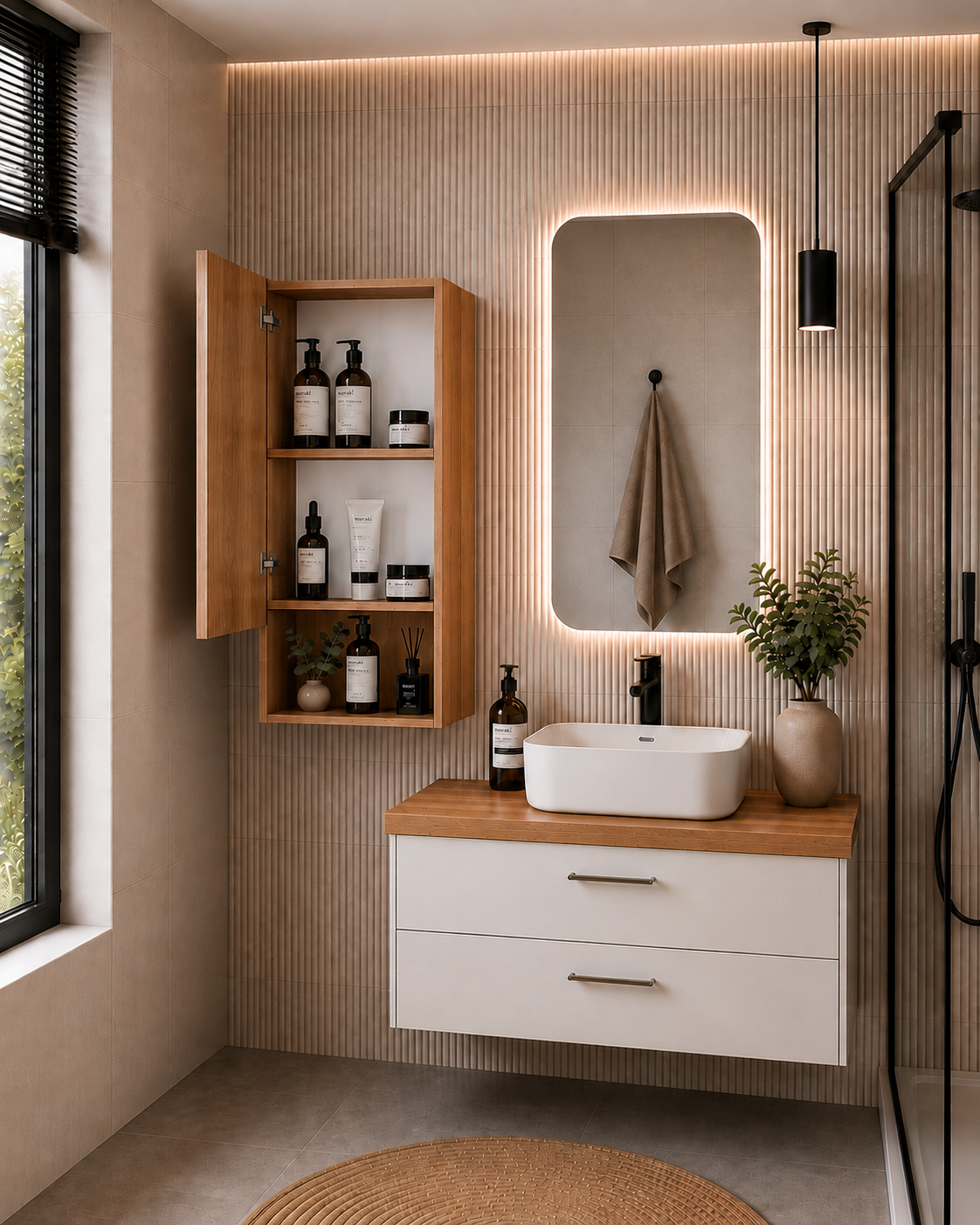 Szafka Łazienkowa Wisząca Better Home 98x40x25 cm Dąb Craft Złoty z Półką