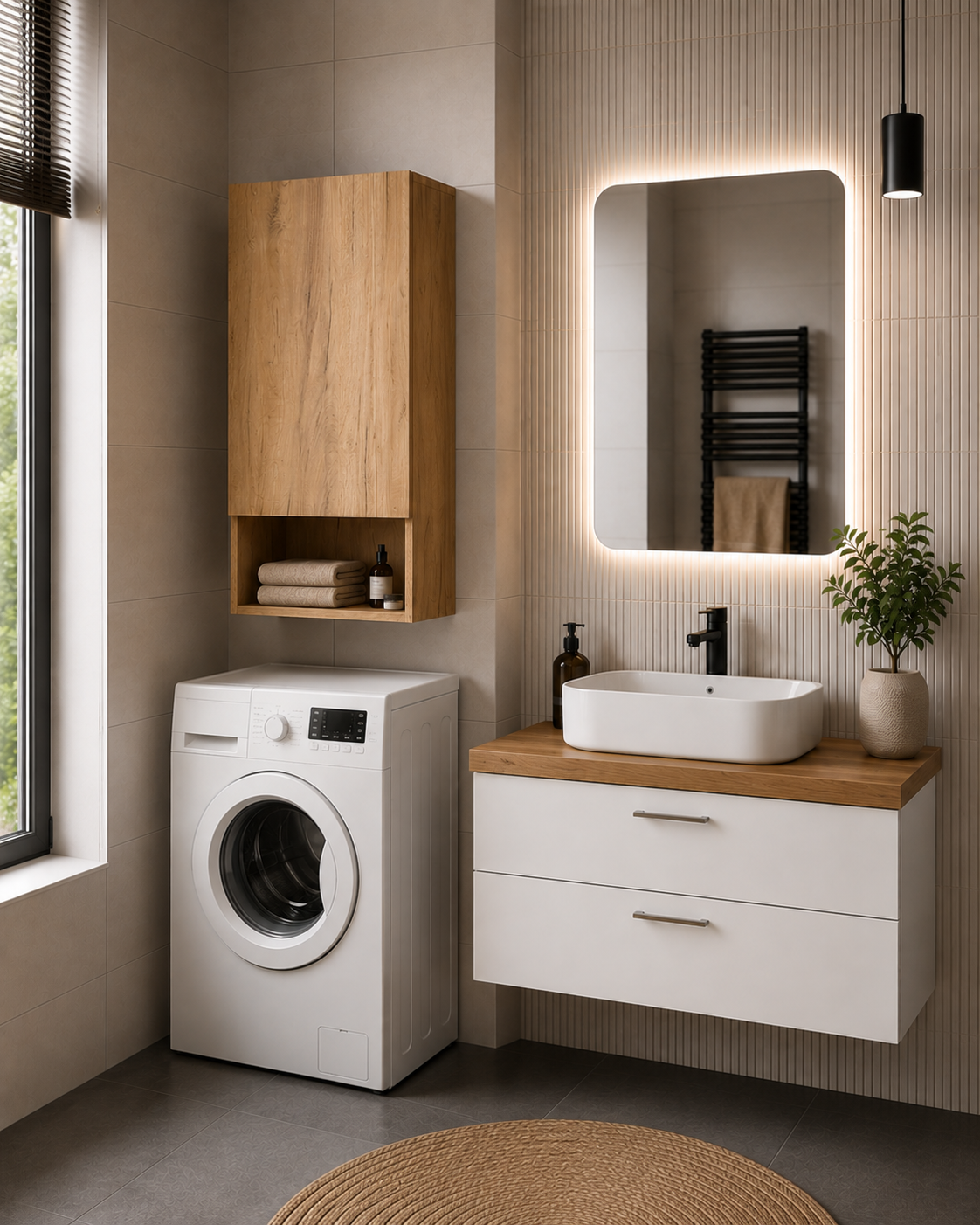 Szafka Łazienkowa Wisząca Better Home 98x40x25 cm Dąb Craft Złoty z Półką