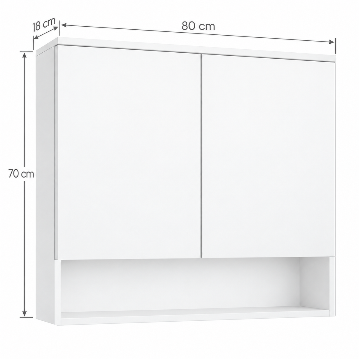 Szafka Łazienkowa Wisząca Biała matowa Półka Słupek Łazienkowy 80x70 cm