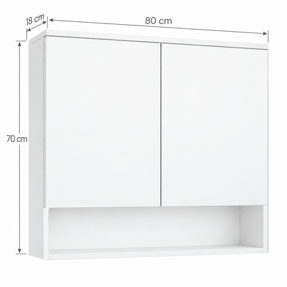 Szafka Łazienkowa Wisząca Biała matowa Półka Słupek Łazienkowy 80x70 cm