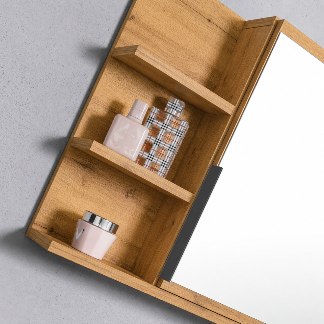 SZAFKA ŁAZIENKOWA Z LUSTREM I LED 80/50 CM SZAFKA LUSTRZANA DĄB CRAFT ZŁOTY