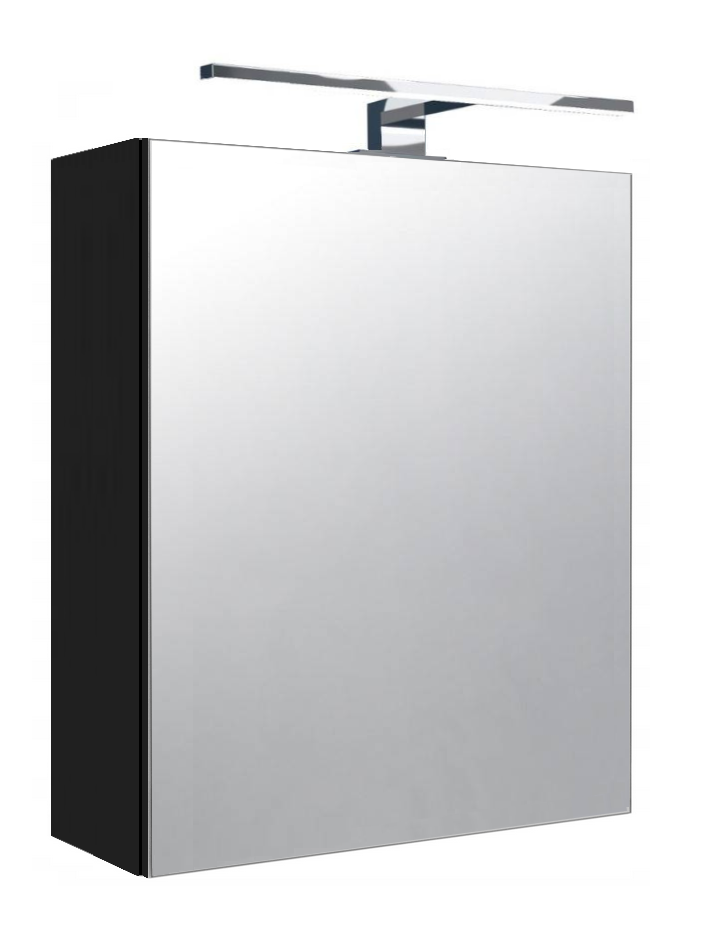Szafka łazienkowa z lustrem Better Home, 50 x 60 x 18,7 cm, Oświetlenie LED, Czarna